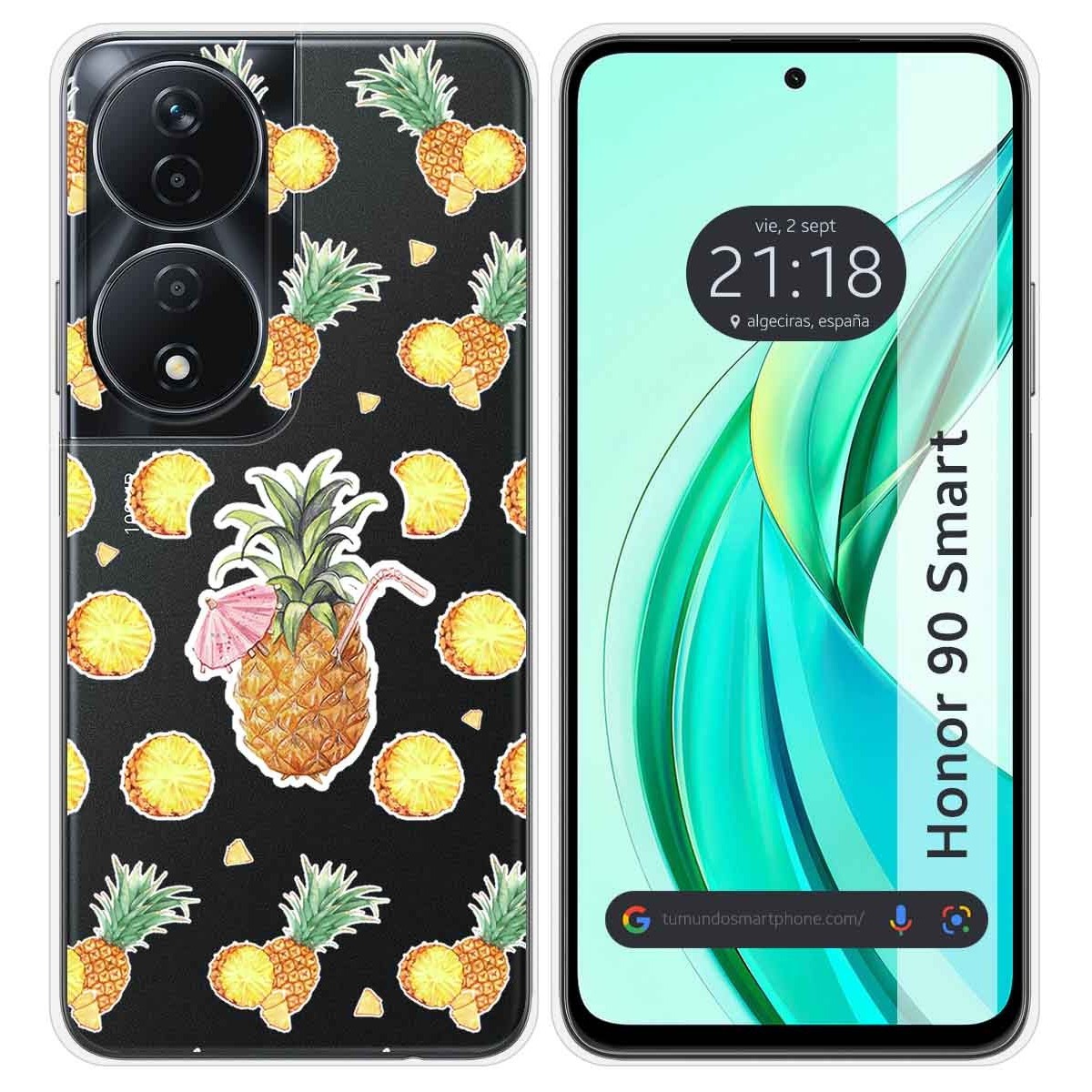 Funda Silicona Transparente para Huawei Honor 90 Smart 5G diseño Piña Dibujos