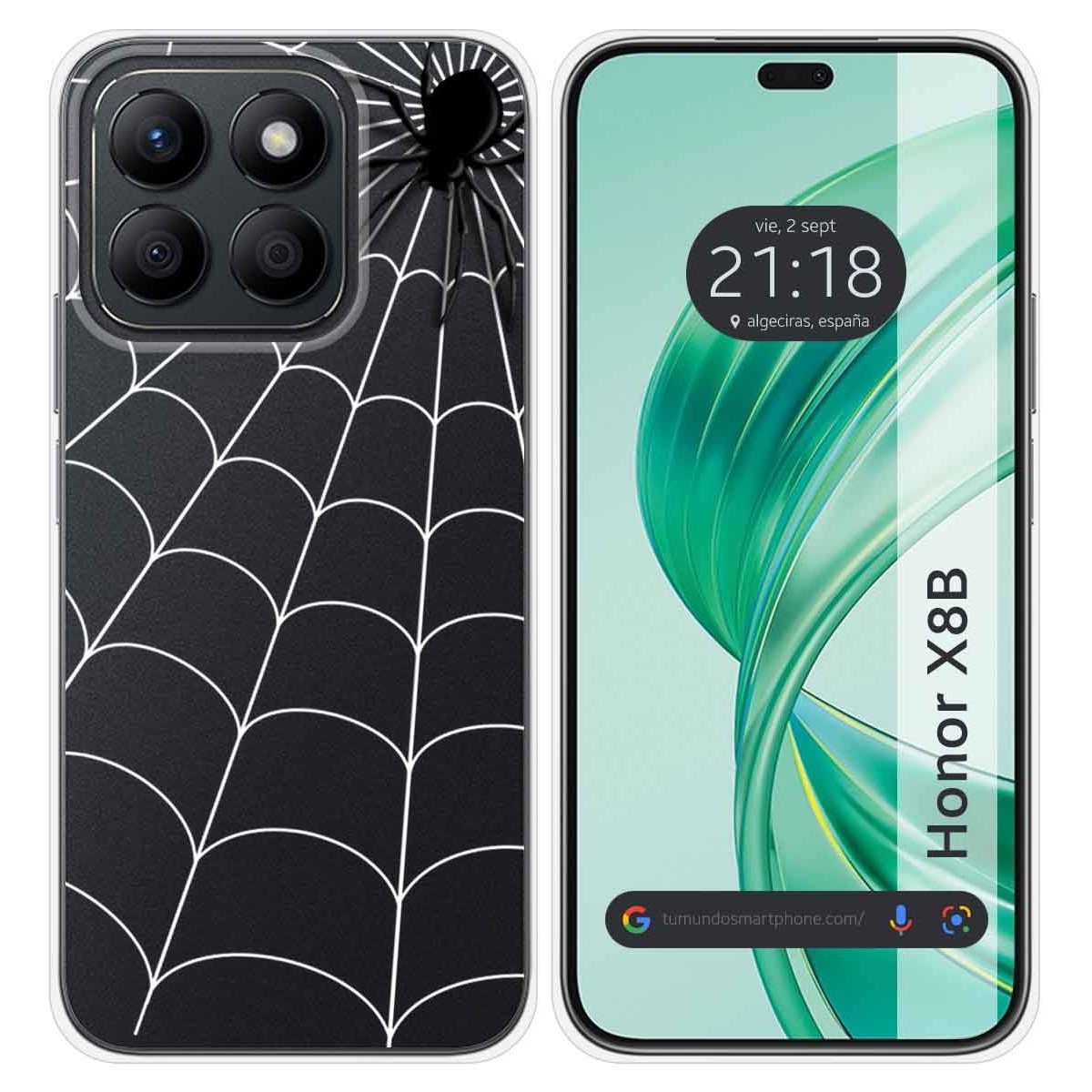 Funda Silicona Transparente para Huawei Honor X8b diseño Araña Dibujos
