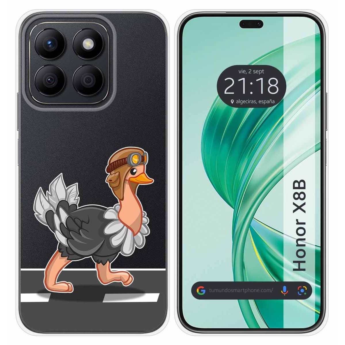 Funda Silicona Transparente para Huawei Honor X8b diseño Avestruz Dibujos