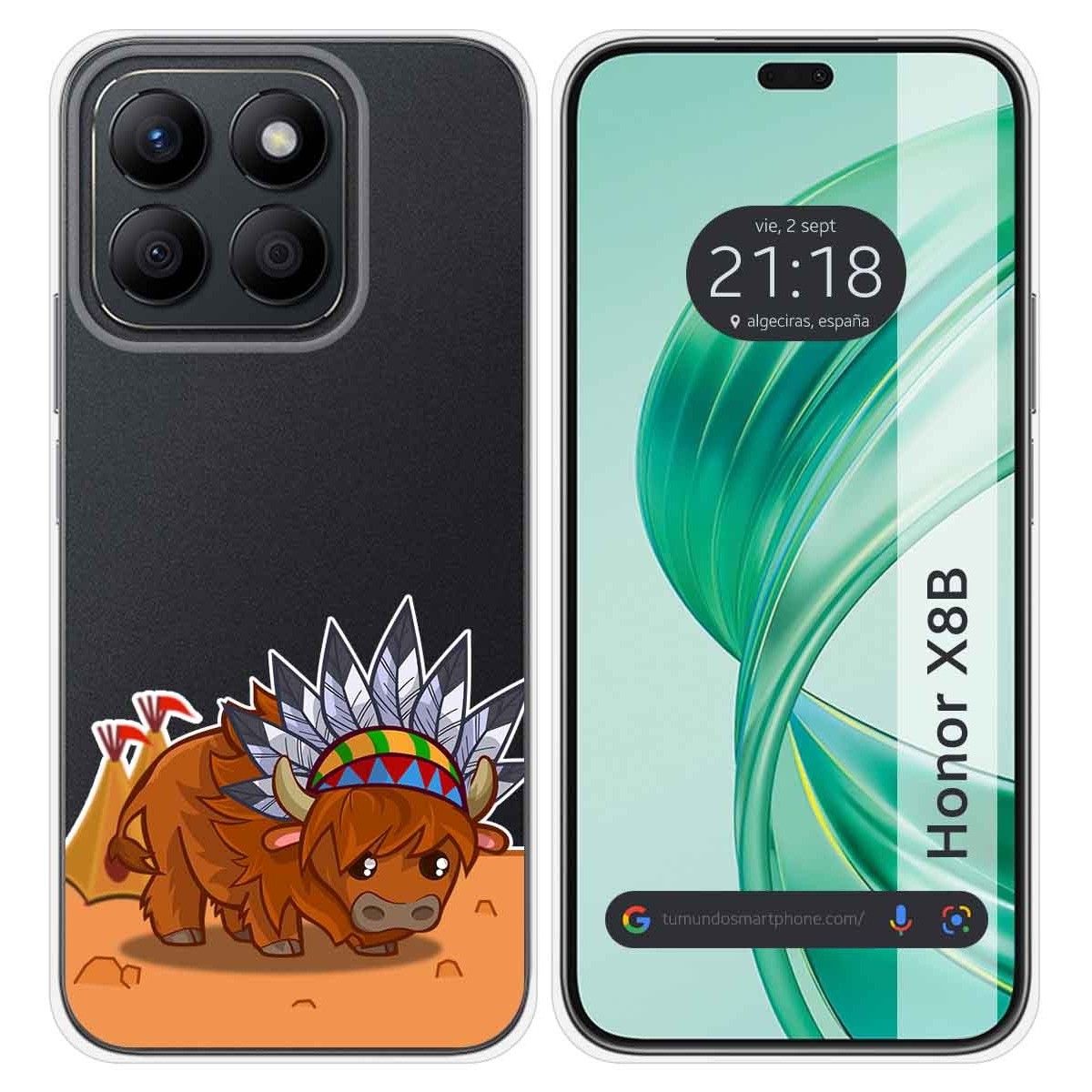 Funda Silicona Transparente para Huawei Honor X8b diseño Bufalo Dibujos