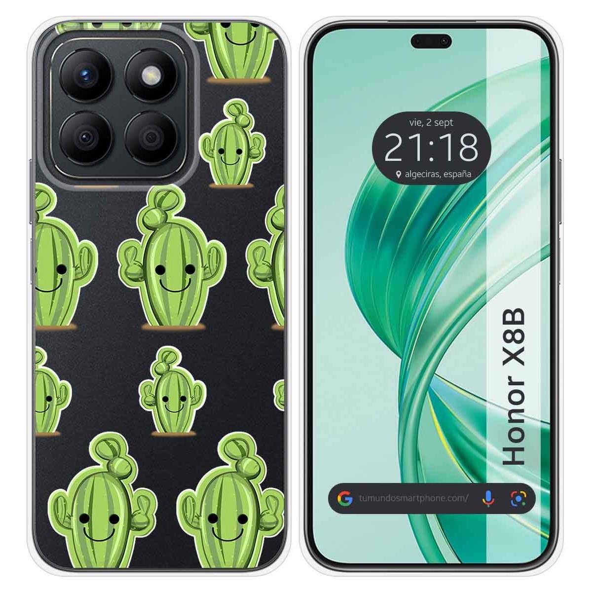 Funda Silicona Transparente para Huawei Honor X8b diseño Cactus Dibujos
