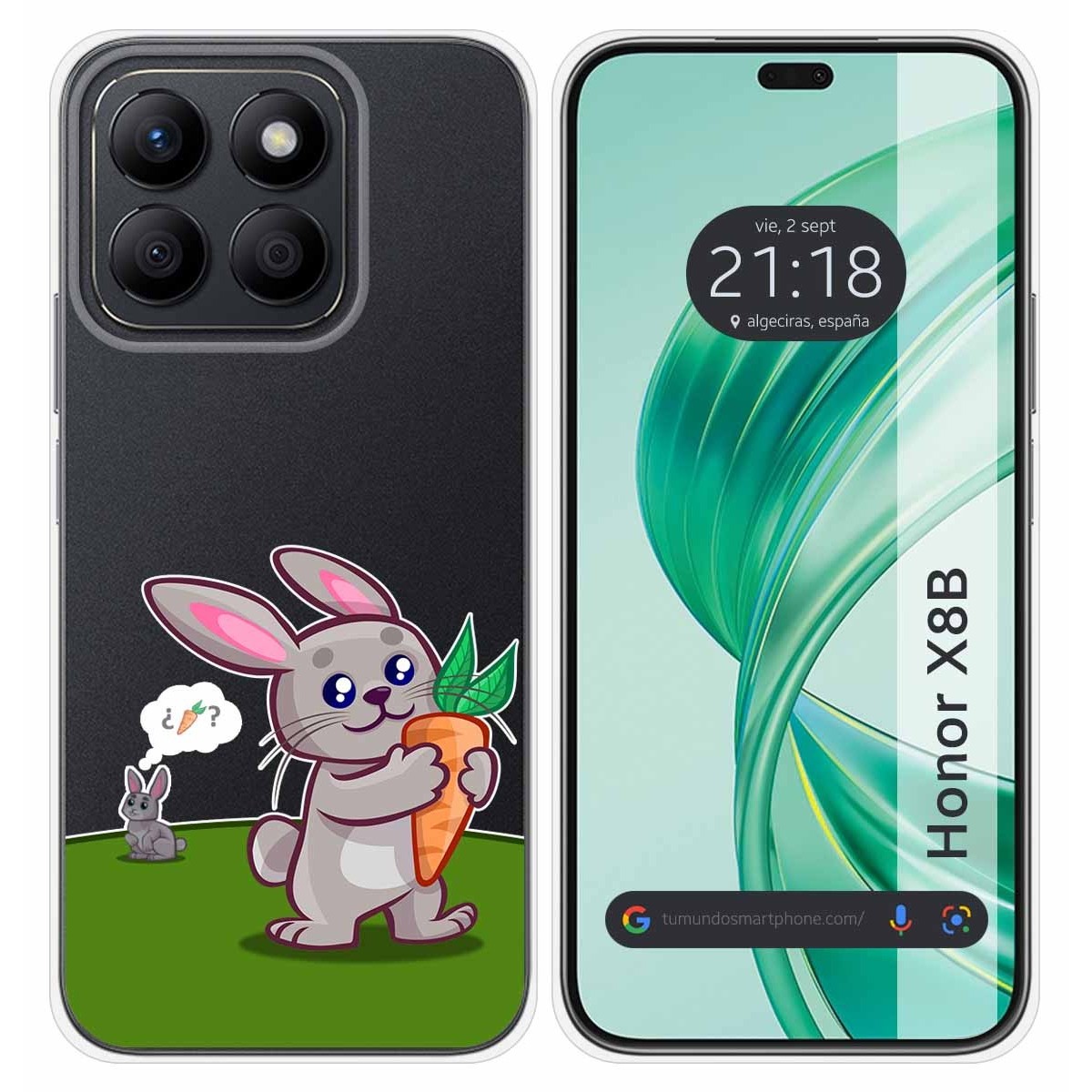Funda Silicona Transparente para Huawei Honor X8b diseño Conejo Dibujos