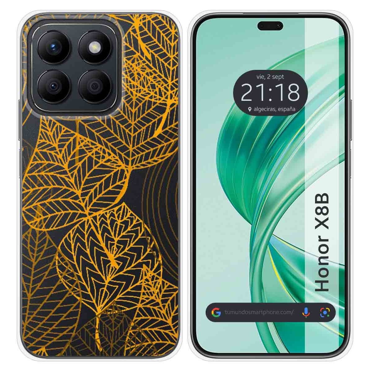 Funda Silicona Transparente para Huawei Honor X8b diseño Hojas Dibujos