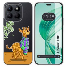Funda Silicona Transparente para Huawei Honor X8b diseño Jirafa Dibujos