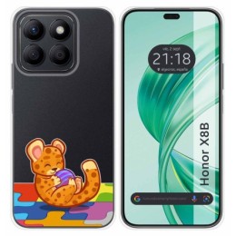 Funda Silicona Transparente para Huawei Honor X8b diseño Leopardo Dibujos