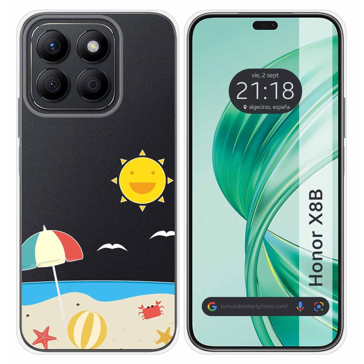 Funda Silicona Transparente para Huawei Honor X8b diseño Playa Dibujos
