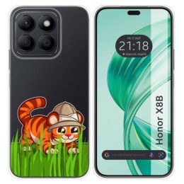 Funda Silicona Transparente para Huawei Honor X8b diseño Tigre Dibujos