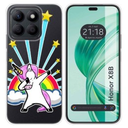 Funda Silicona Transparente para Huawei Honor X8b diseño Unicornio Dibujos