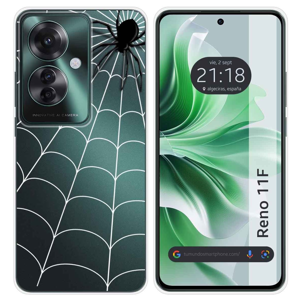 Funda Silicona Transparente para Oppo Reno 11F 5G diseño Araña Dibujos