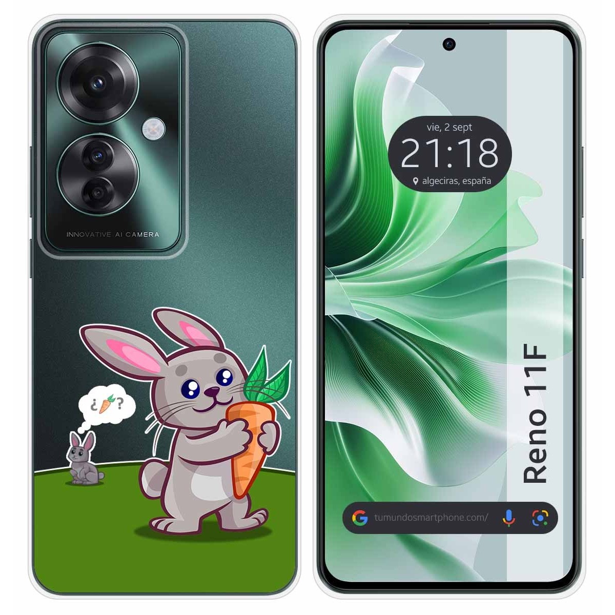 Funda Silicona Transparente para Oppo Reno 11F 5G diseño Conejo Dibujos