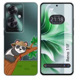 Funda Silicona Transparente para Oppo Reno 11F 5G diseño Panda Dibujos