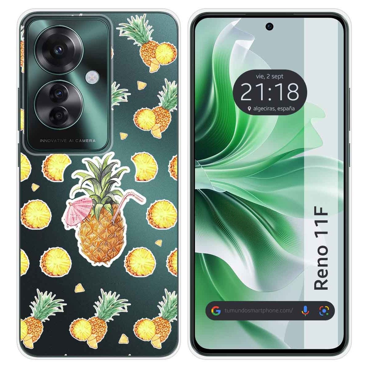 Funda Silicona Transparente para Oppo Reno 11F 5G diseño Piña Dibujos