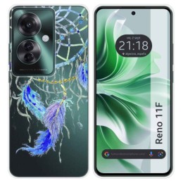 Funda Silicona Transparente para Oppo Reno 11F 5G diseño Plumas Dibujos