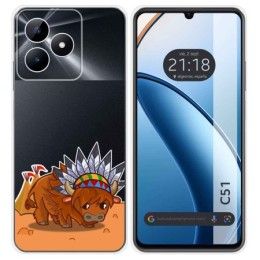 Funda Silicona Transparente para Realme C51 diseño Bufalo Dibujos