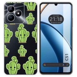 Funda Silicona Transparente para Realme C51 diseño Cactus Dibujos