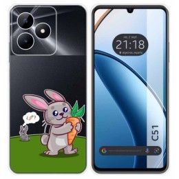 Funda Silicona Transparente para Realme C51 diseño Conejo Dibujos