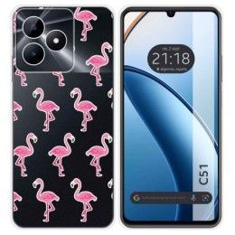 Funda Silicona Transparente para Realme C51 diseño Flamenco Dibujos