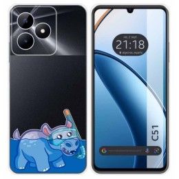 Funda Silicona Transparente para Realme C51 diseño Hipo Dibujos