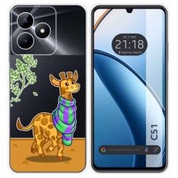 Funda Silicona Transparente para Realme C51 diseño Jirafa Dibujos