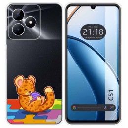 Funda Silicona Transparente para Realme C51 diseño Leopardo Dibujos