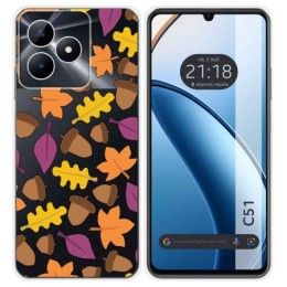 Funda Silicona Transparente para Realme C51 diseño Otoño Dibujos