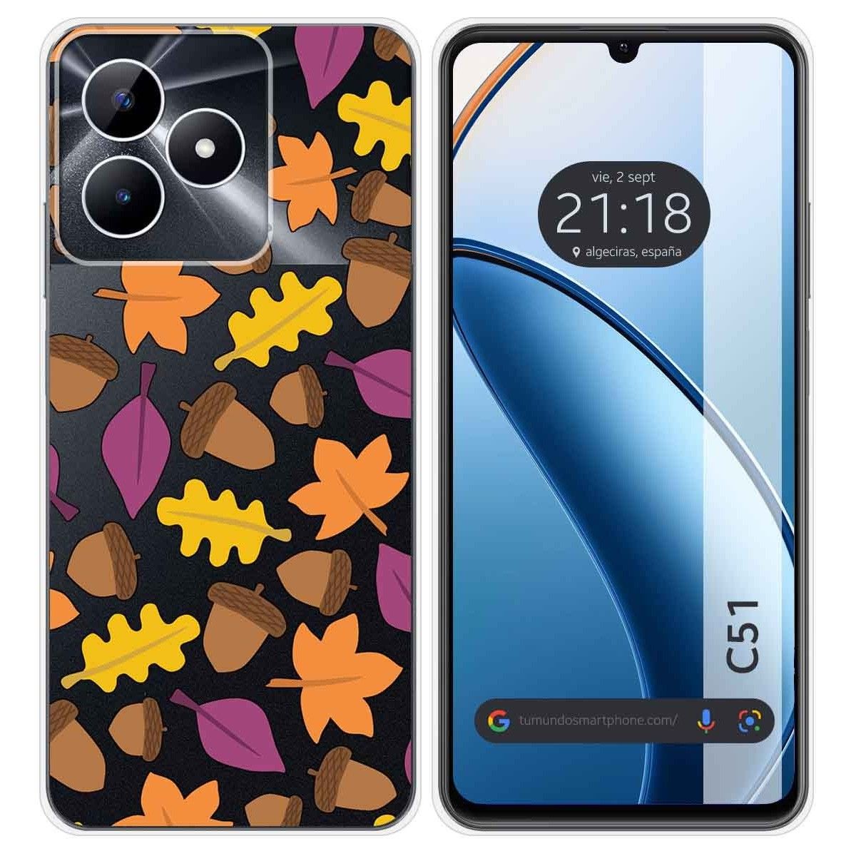 Funda Silicona Transparente para Realme C51 diseño Otoño Dibujos