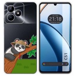 Funda Silicona Transparente para Realme C51 diseño Panda Dibujos