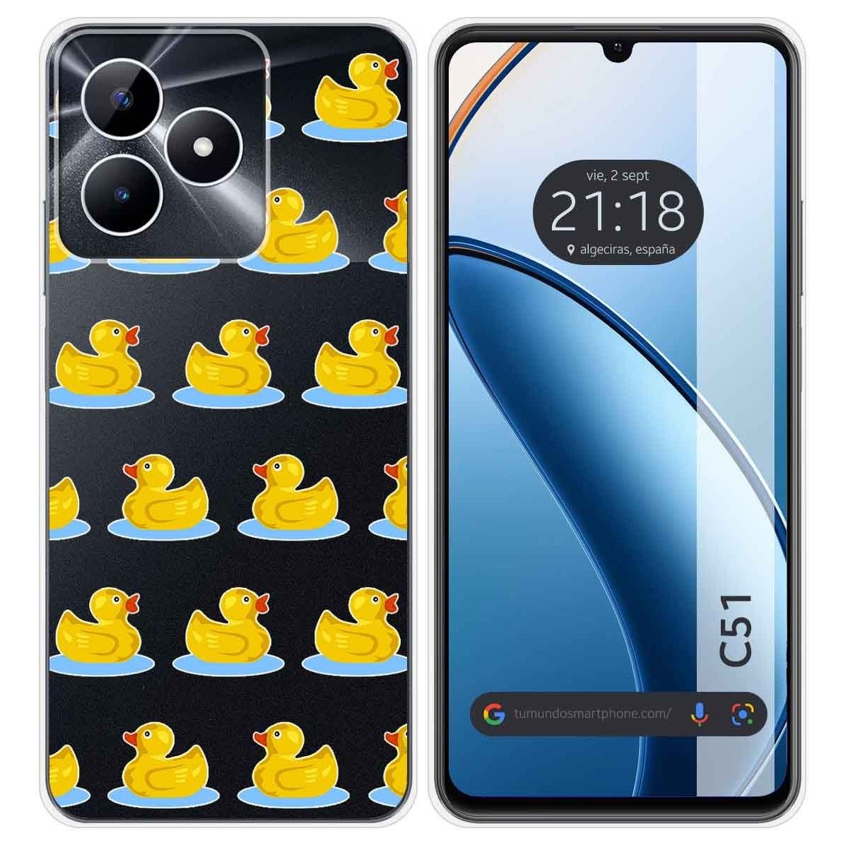 Funda Silicona Transparente para Realme C51 diseño Pato Dibujos