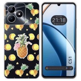 Funda Silicona Transparente para Realme C51 diseño Piña Dibujos
