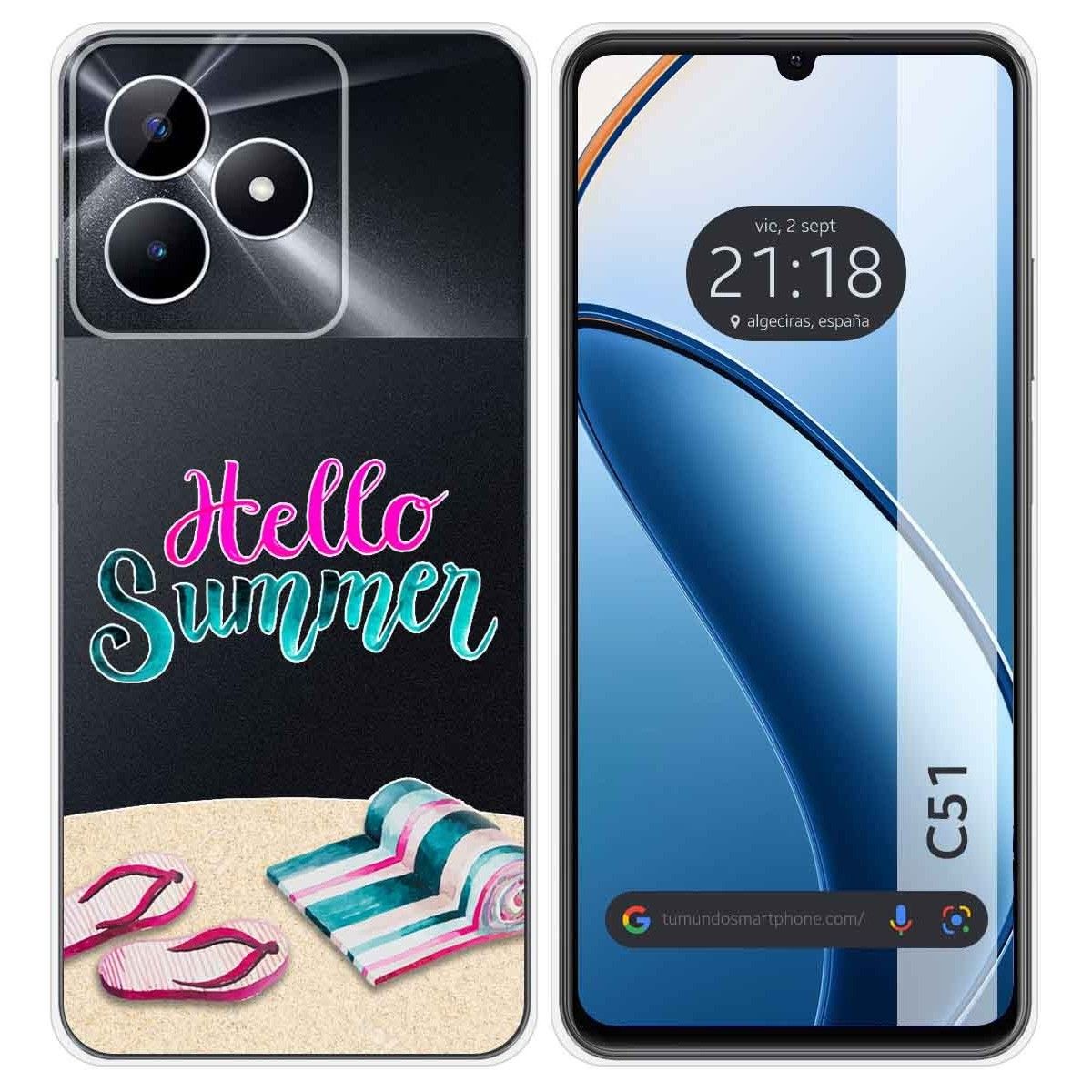 Funda Silicona Transparente para Realme C51 diseño Summer Dibujos