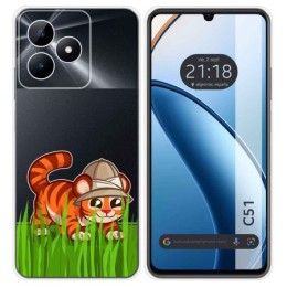 Funda Silicona Transparente para Realme C51 diseño Tigre Dibujos