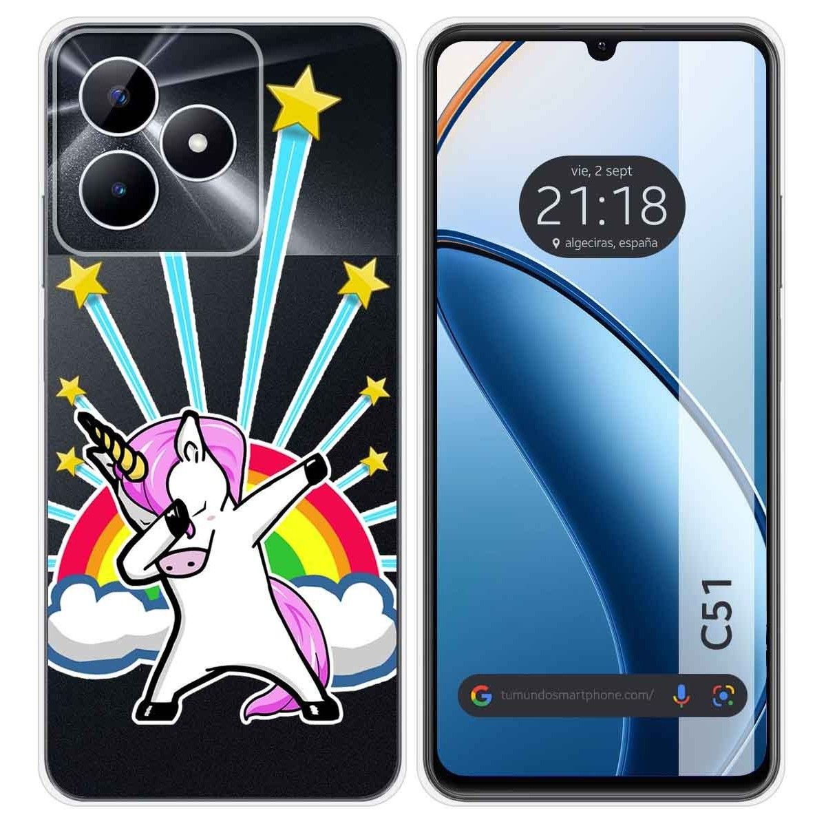 Funda Silicona Transparente para Realme C51 diseño Unicornio Dibujos