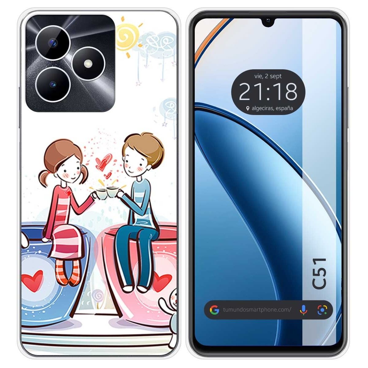 Funda Silicona para Realme C51 diseño Café Dibujos