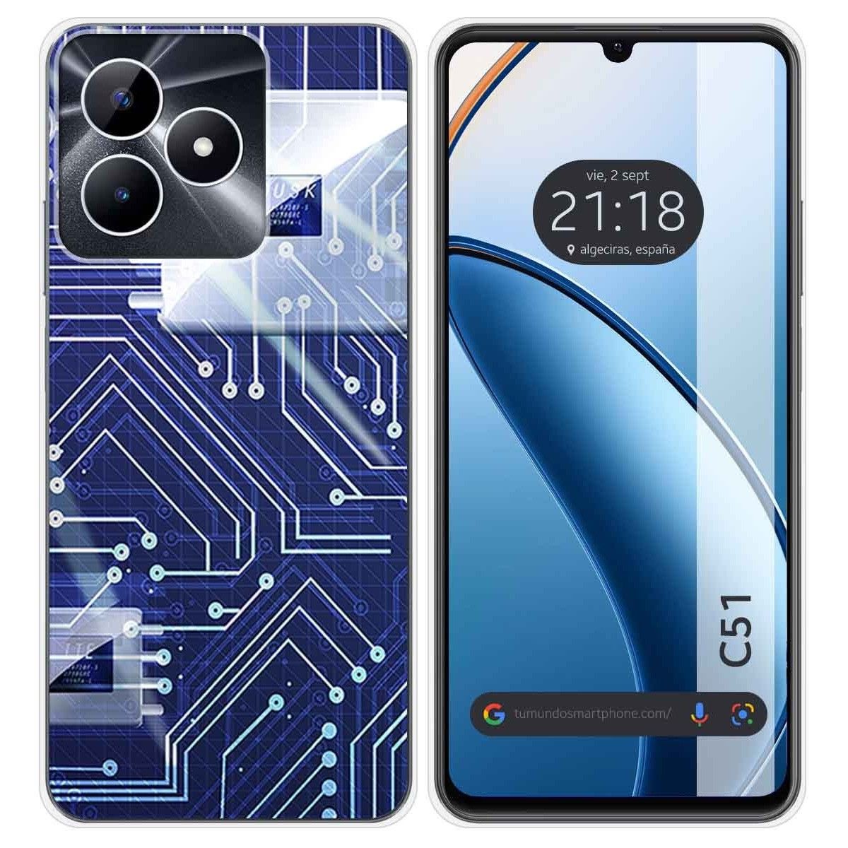 Funda Silicona para Realme C51 diseño Circuito Dibujos