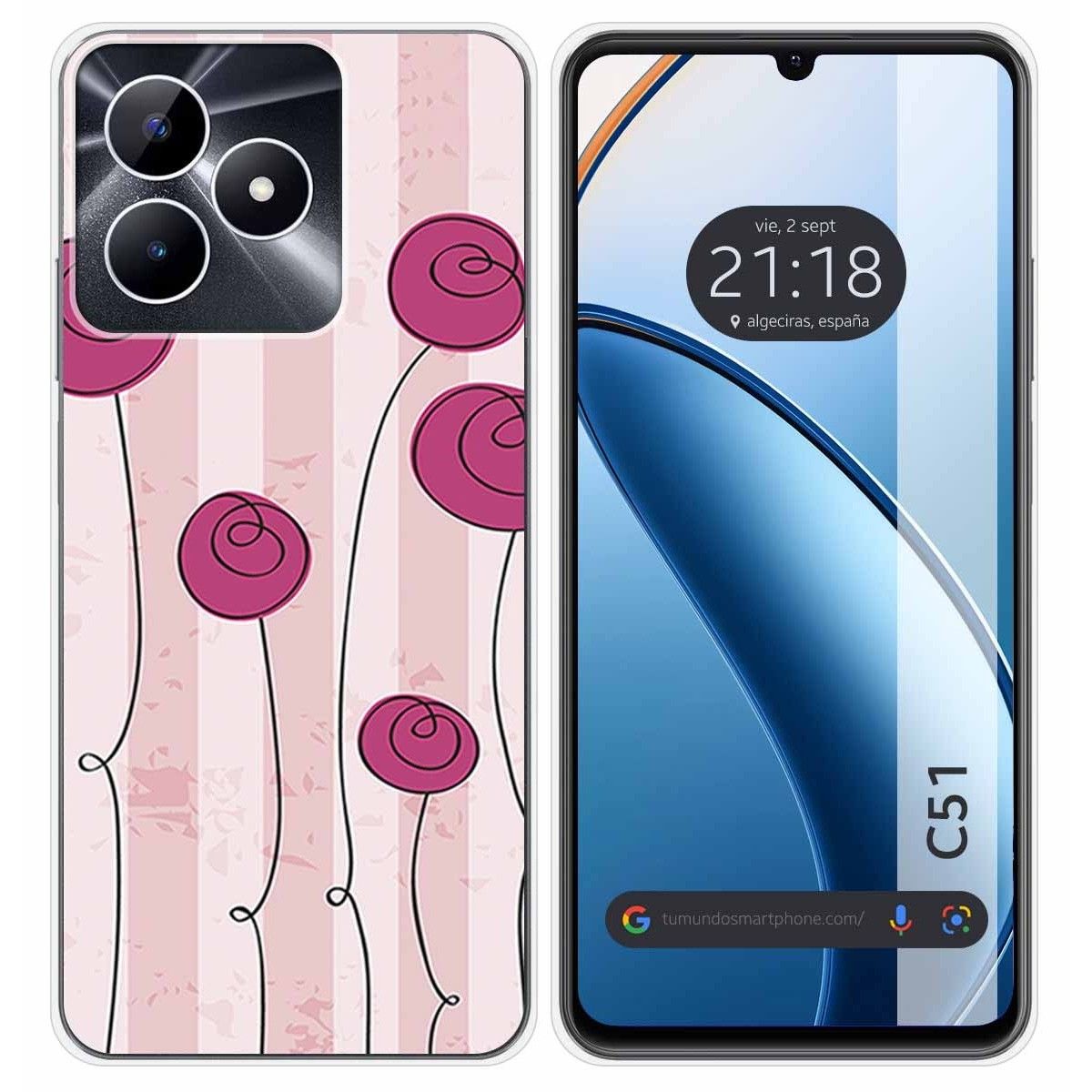 Funda Silicona para Realme C51 diseño Flores Vintage Dibujos