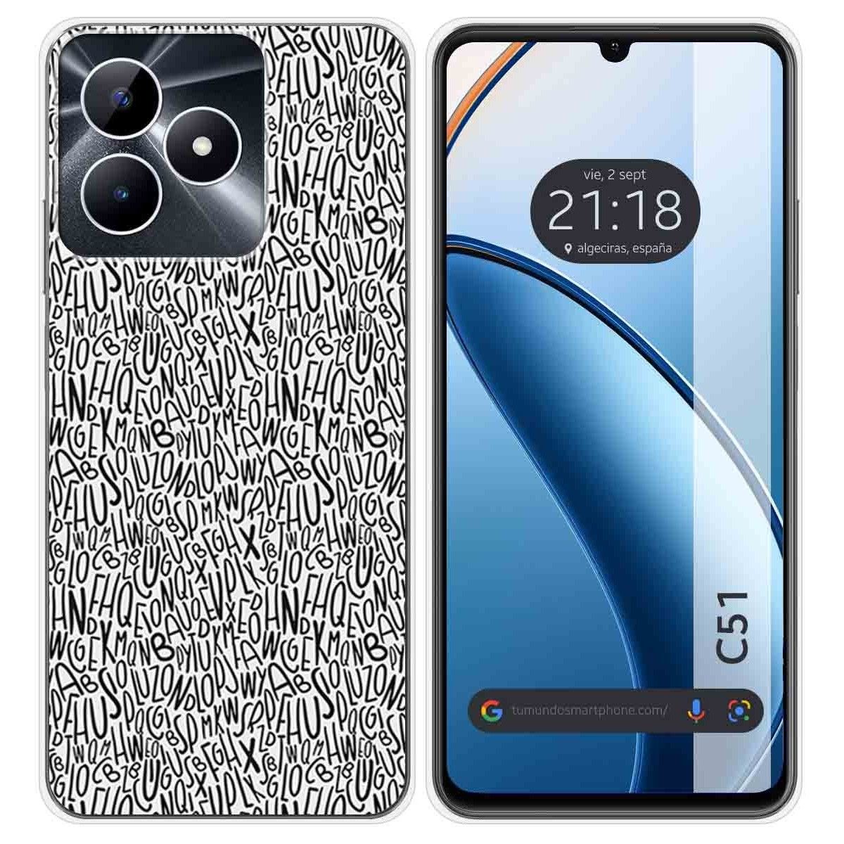 Funda Silicona para Realme C51 diseño Letras Dibujos