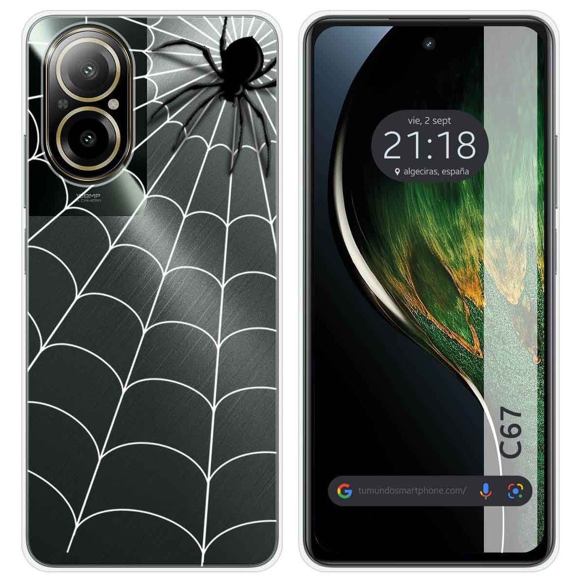 Funda Silicona Transparente para Realme C67 4G diseño Araña Dibujos