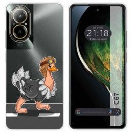 Funda Silicona Transparente para Realme C67 4G diseño Avestruz Dibujos