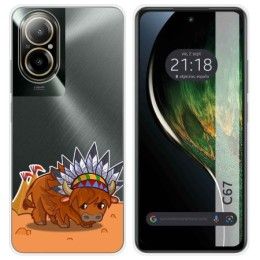 Funda Silicona Transparente para Realme C67 4G diseño Bufalo Dibujos