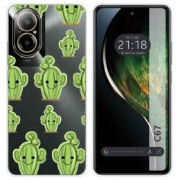 Funda Silicona Transparente para Realme C67 4G diseño Cactus Dibujos