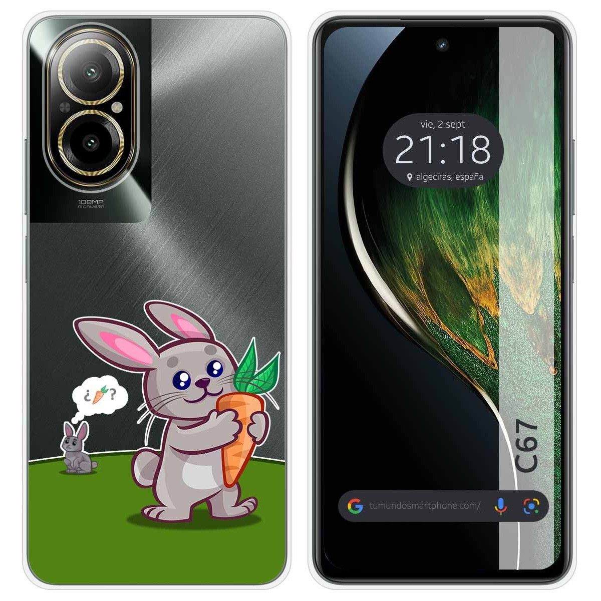 Funda Silicona Transparente para Realme C67 4G diseño Conejo Dibujos