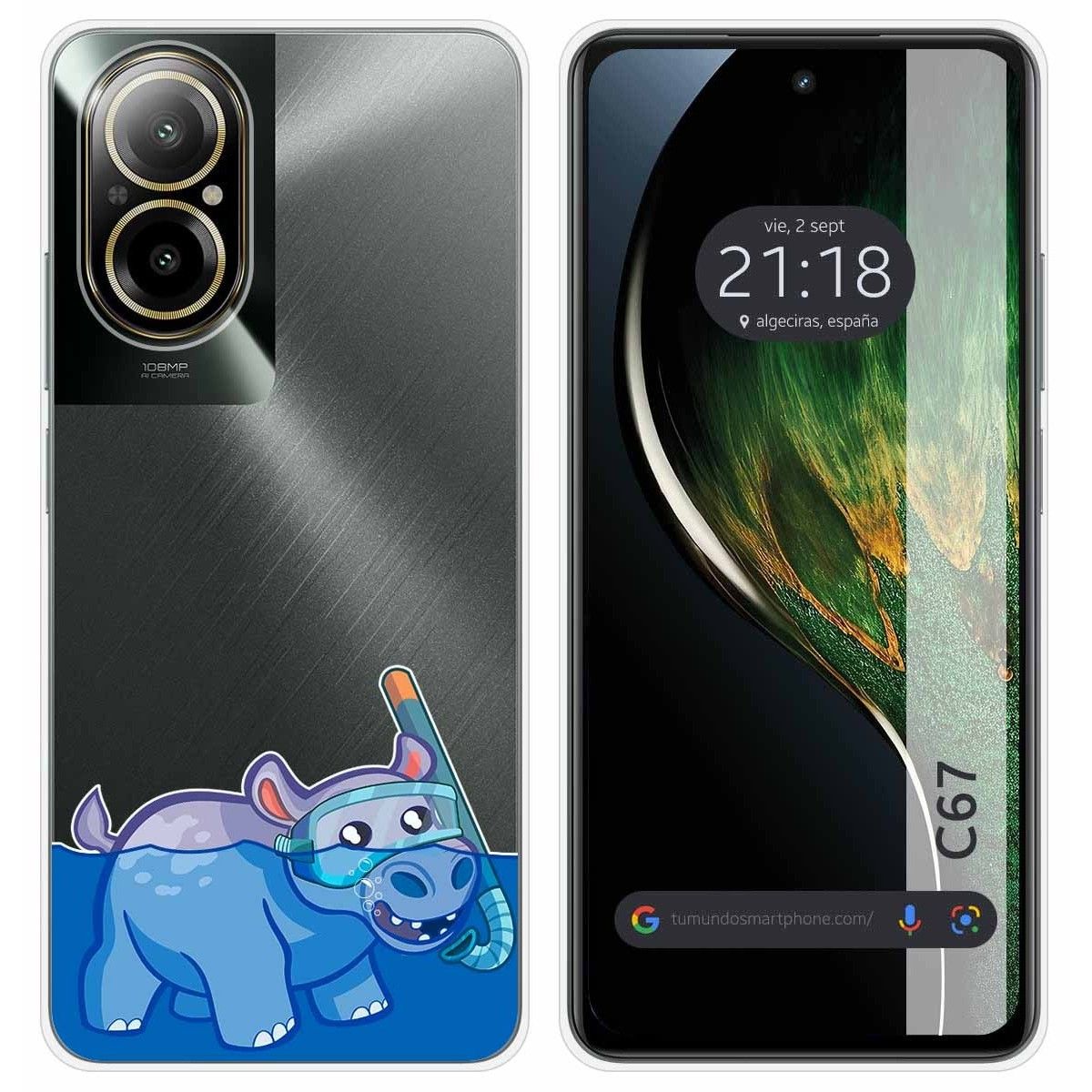Funda Silicona Transparente para Realme C67 4G diseño Hipo Dibujos