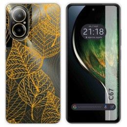 Funda Silicona Transparente para Realme C67 4G diseño Hojas Dibujos