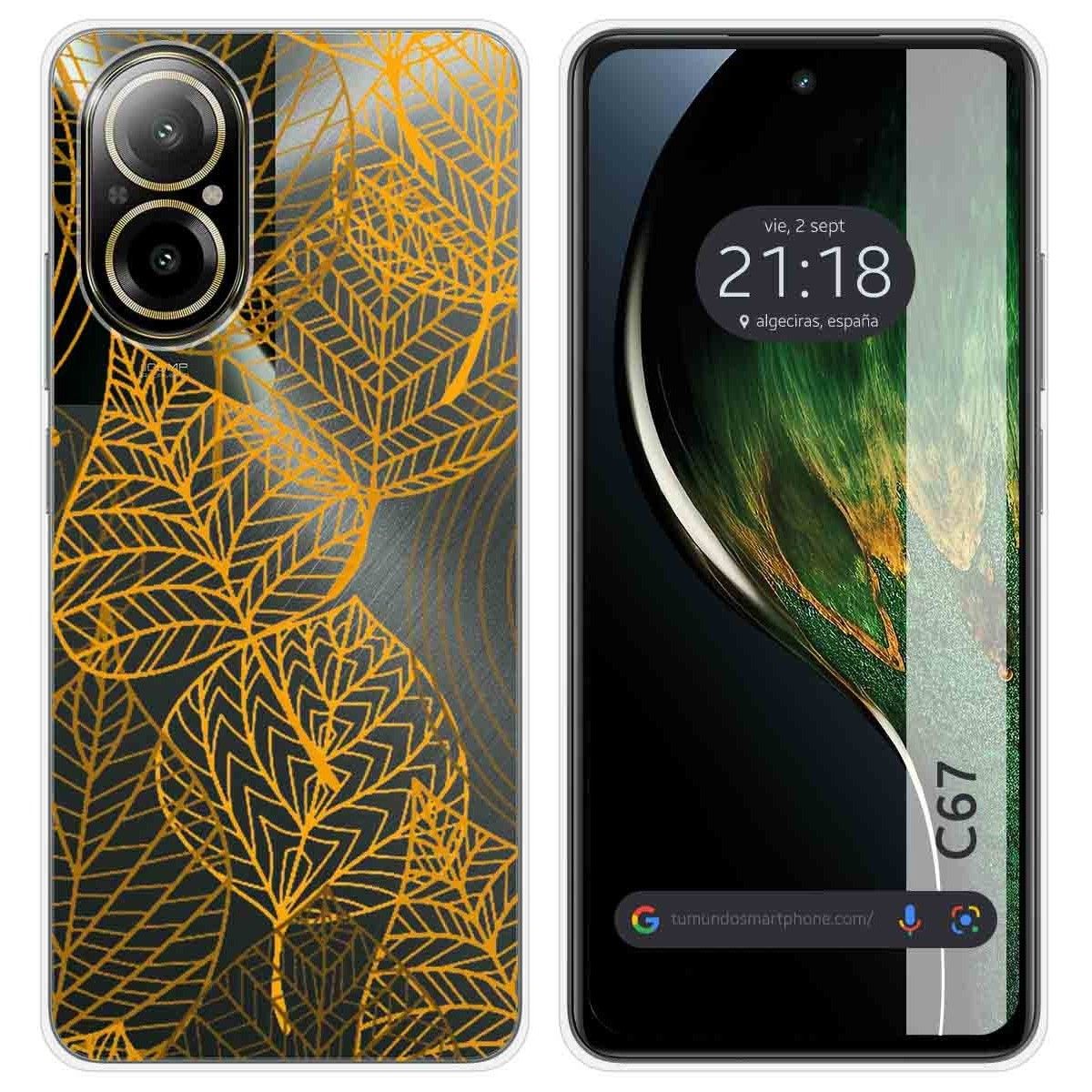 Funda Silicona Transparente para Realme C67 4G diseño Hojas Dibujos