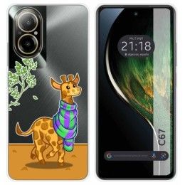 Funda Silicona Transparente para Realme C67 4G diseño Jirafa Dibujos