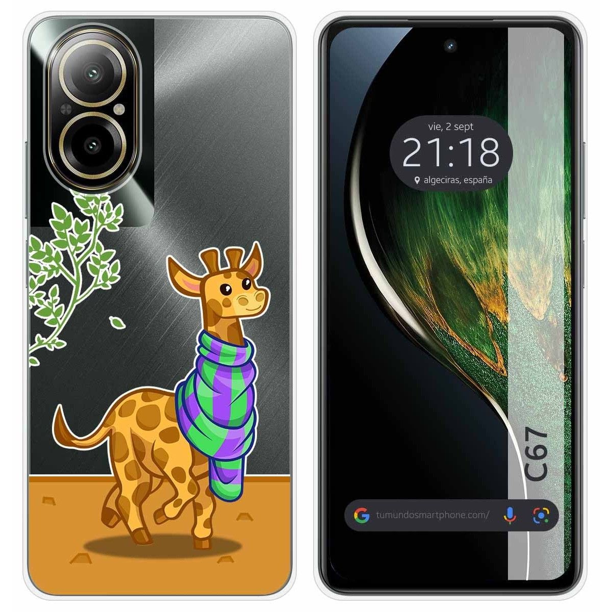 Funda Silicona Transparente para Realme C67 4G diseño Jirafa Dibujos