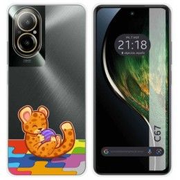 Funda Silicona Transparente para Realme C67 4G diseño Leopardo Dibujos