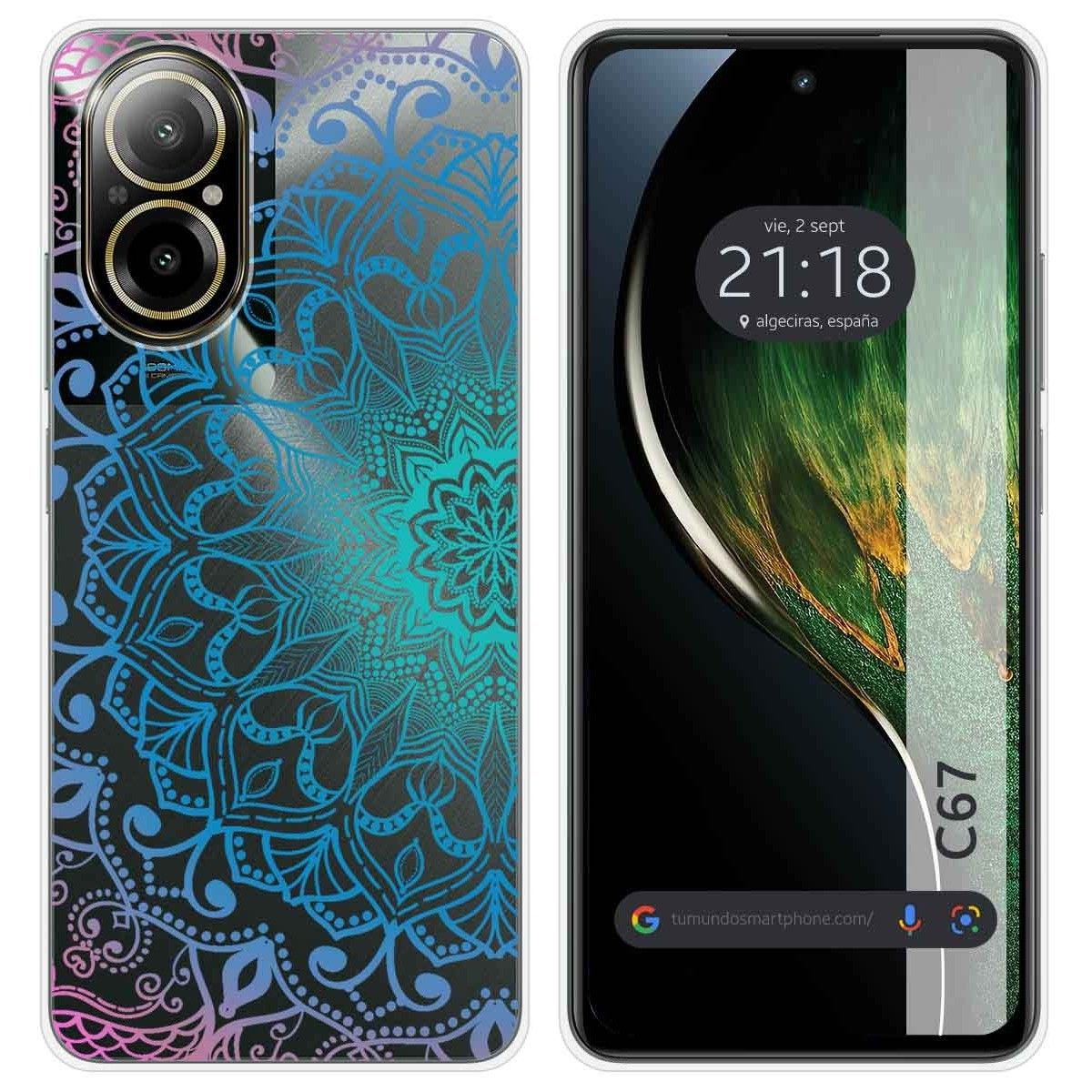 Funda Silicona Transparente para Realme C67 4G diseño Mandala Dibujos