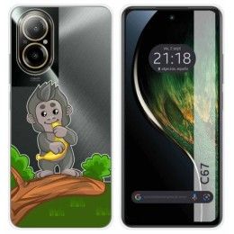 Funda Silicona Transparente para Realme C67 4G diseño Mono Dibujos