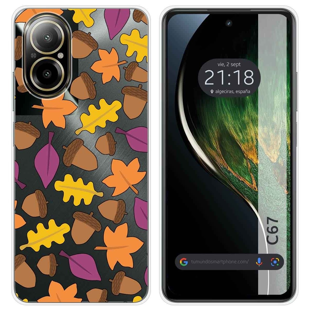 Funda Silicona Transparente para Realme C67 4G diseño Otoño Dibujos